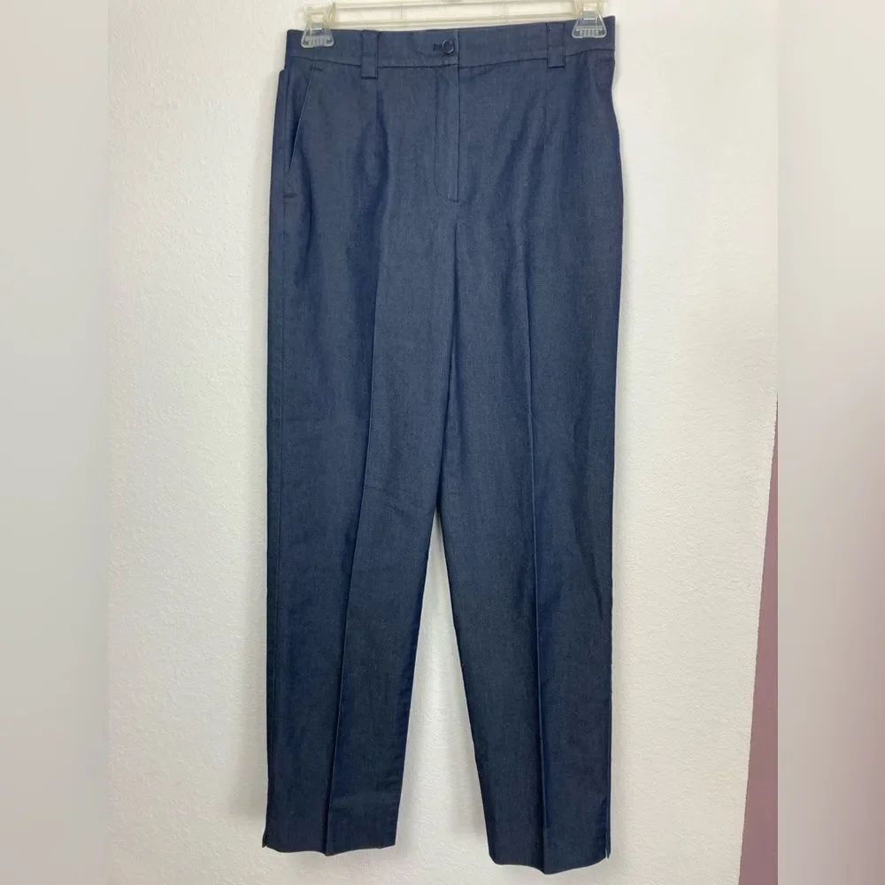 Talbots NWOT dark chambray high waist slim trousers - Picture 2 of 10